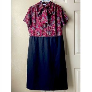 Lorac Original 1970’s Vintage Mock Neck Paisley Dress - Red